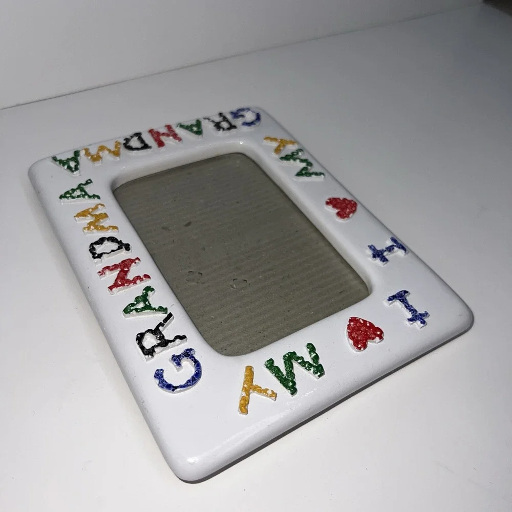 Vintage I Love My Grandma Ceramic Picture Frame Rainbow Mountain Inc 3x4